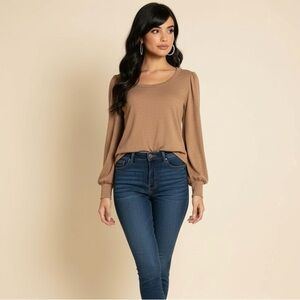 Falls Creek Tan Long Sleeve Women's Top